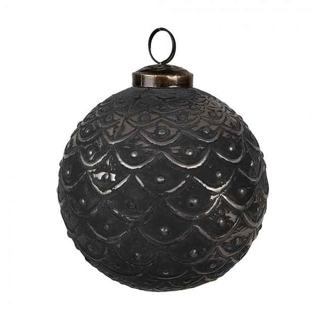 Granitová antik skleněná vánoční ozdoba koule Noirre - Ø 10*10 cm  Clayre & Eef