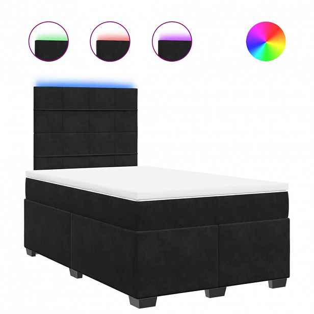vidaXL Box spring postel s matrací černá 120 x 190 cm samet