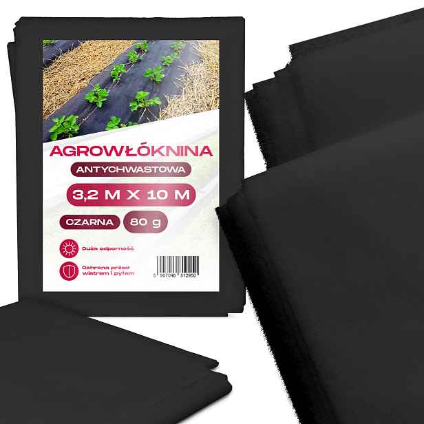 Agrotextilie Černá Agrotextilie 80 g 3,2x10 m Uv antiplevelová Podložka Chwa 8Q