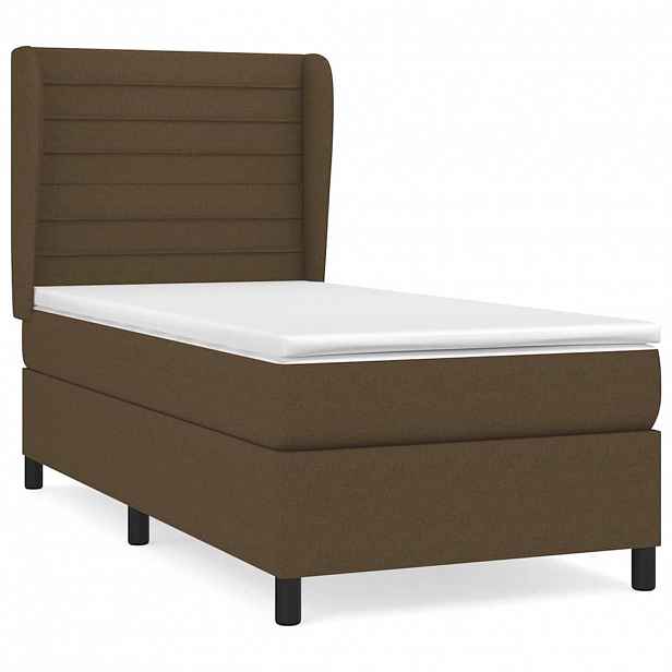 vidaXL Box spring postel s matrací tmavě hnědá 90x190 cm textil