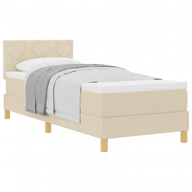 vidaXL Postel s boxspringem s polštářem Krémová 80 x 200 cm textil