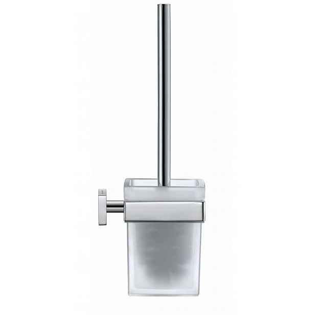 Duravit Karree - WC štětka nástěnná s držákem, chrom/mléčné sklo 0099571000