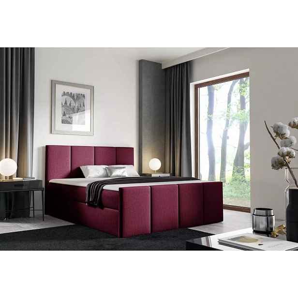 Postel s matrací a roštem LOLA - 200x220, červená 2 + topper ZDARMA