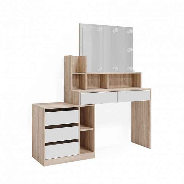 Vicco TOALETNÍ STOLEK Anja Bílá/Sonoma 139.8 cm s osvětlením LED
