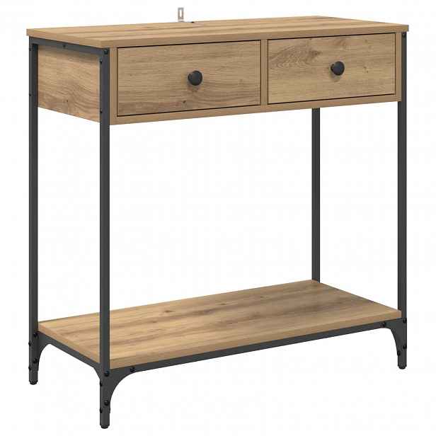 vidaXL Konzolový stolek Artisanový dub 75 x 34,5 x 75 cm
