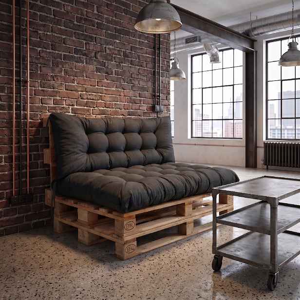 Interiérový polstr na palety LOFT 01 - černá pro paletové sezení do obývacího pokoje Mybesthome