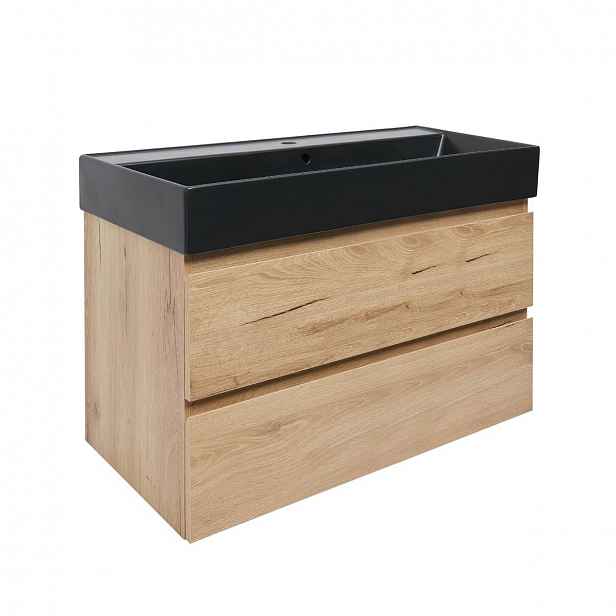 Koupelnová skříňka 2 zásuvková s umyvadlem SAT B-Way 99x50x45 cm dub mat BWAY2100OAKU2BB
