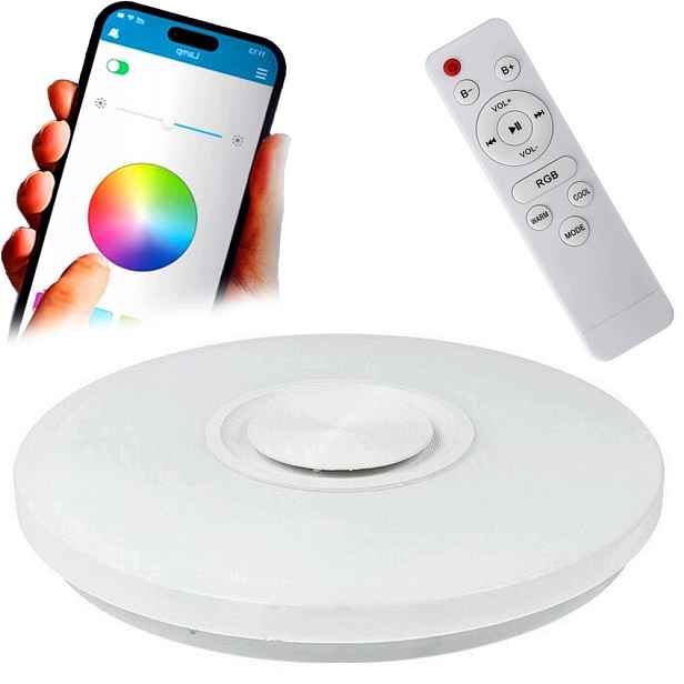 Lampa Stropní Svítidlo Led Rgb 60W Bluetooth Reproduktor Dálkový Ovladač Aplikace Smart Barev