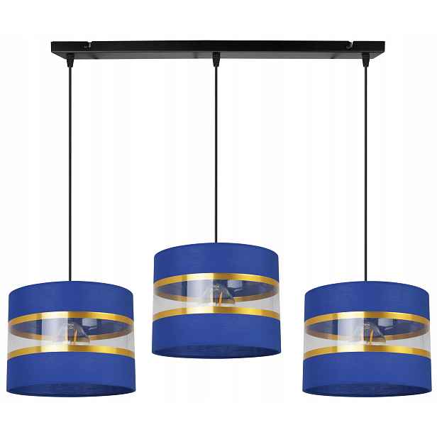Závěsná Stropní Lampa S Trojitým Lustrem Glamour, Zlaté Pruhy, Stínítko