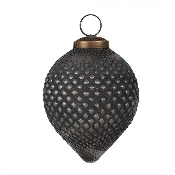 Granitová antik skleněná vánoční ozdoba šiška Noirre - Ø 8*10 cm  Clayre & Eef