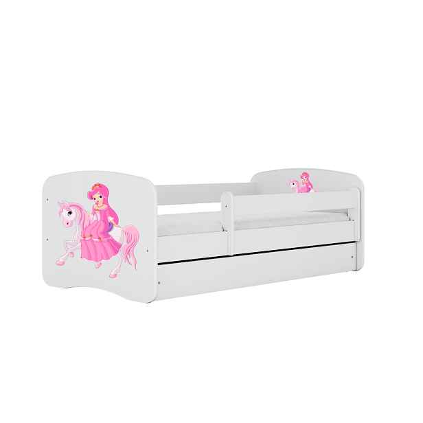 Kocot kids Dětská postel Babydreams princezna na koni bílá, varianta 80x180, bez šuplíků, s matrací