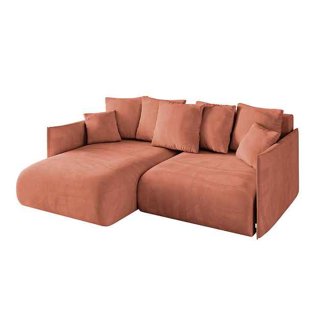 ALTDECOR ROHOVÁ SEDAČKA s funkcí spaní a otomanem, levá ONESK-L 216x177x72 Meruňková Velur