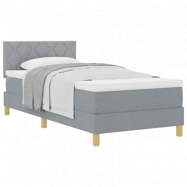 vidaXL Postel s boxspringem s polštářem Světle šedá 90 x 190 cm textil