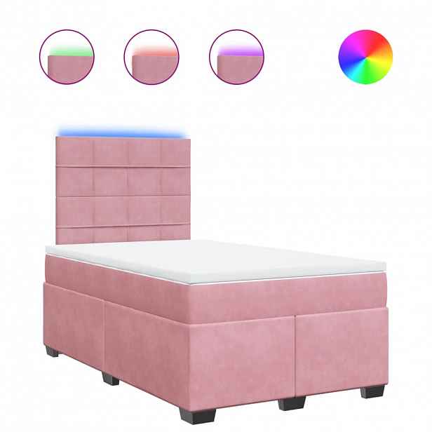 vidaXL Box spring postel s matrací růžová 120x190 cm samet