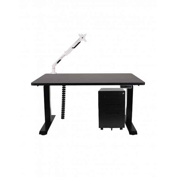 Sestava: stůl Alto 101 Black + držák na monitor + kryt na kabely + kontejner