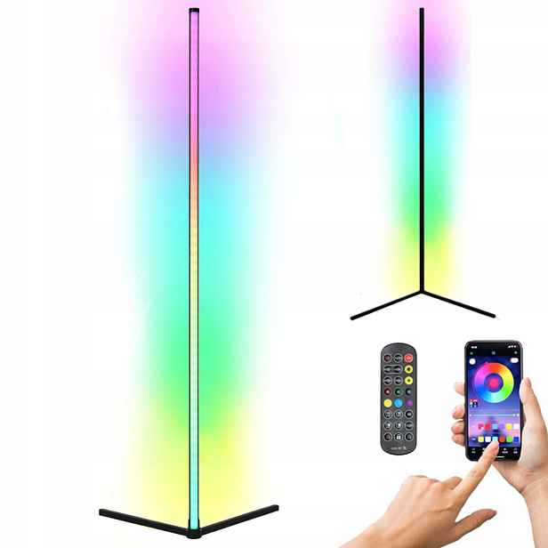 Stojací Led podlahová lampa černá Cct Rgb Inteligentní aplikace Dálkový Ovladač