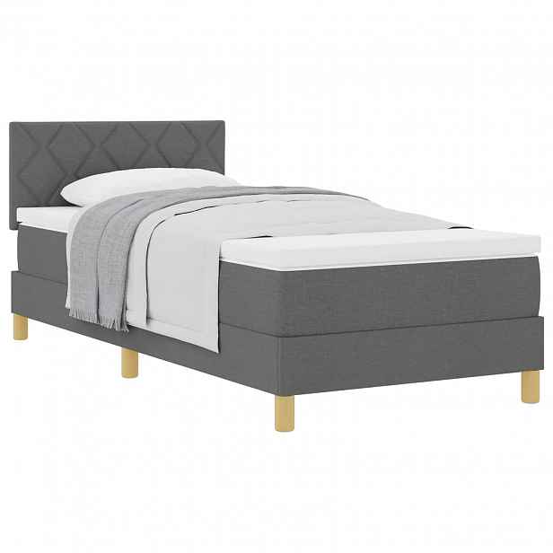 vidaXL Postel s boxspringem s polštářem Tmavě šedá 90 x 190 cm textil