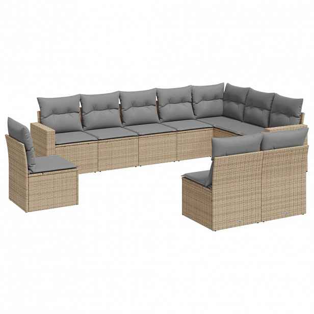 vidaXL 10dílná zahradní sedací souprava s poduškami béžová polyratan