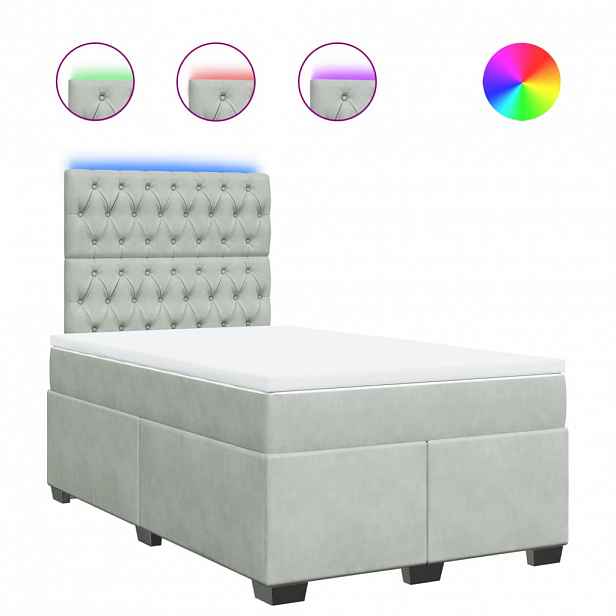 vidaXL Box spring postel s matrací světle šedá 120x190 cm samet