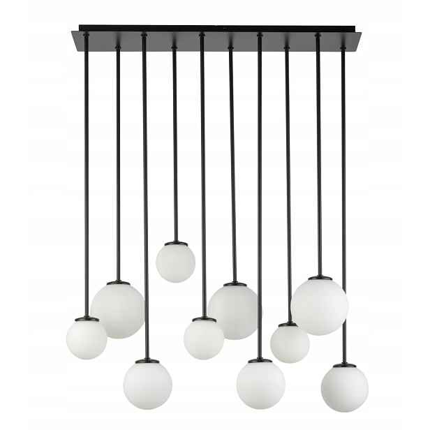 Dekorativní závěsná lampa moderní, 10 skleněných bílých koulí 75 cm Sigma