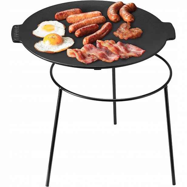 Navaris Grilovací pánev 34cm litina odnímatelné nohy černá