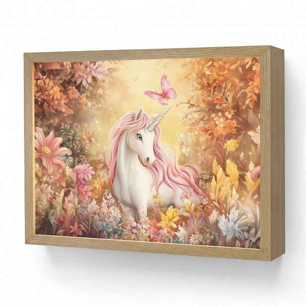 OnlyWow DOBÍJECÍ NOČNÍ LAMPIČKA Jednorožec - Květiny - Motýl - Růžová 40x30 cm