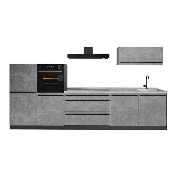Vicco KUCHYŇSKÝ KOUT R-Line, Beton/Antracit, 340 cm pracovná doska Mramor