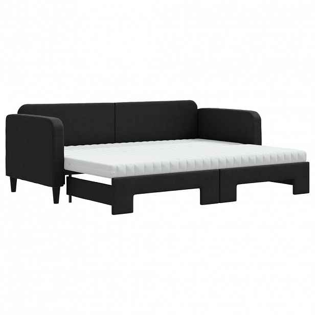 vidaXL Válenda s přistýlkou a matracemi černá 80 x 200 cm textil