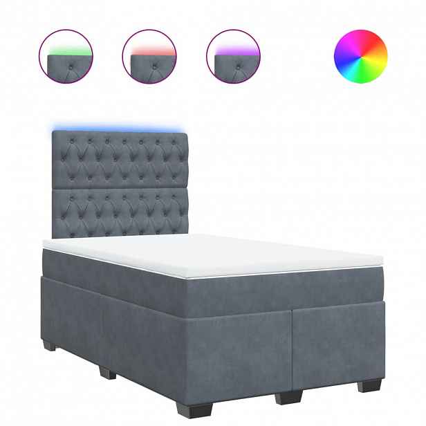 vidaXL Box spring postel s matrací tmavě šedý 120x190 cm samet