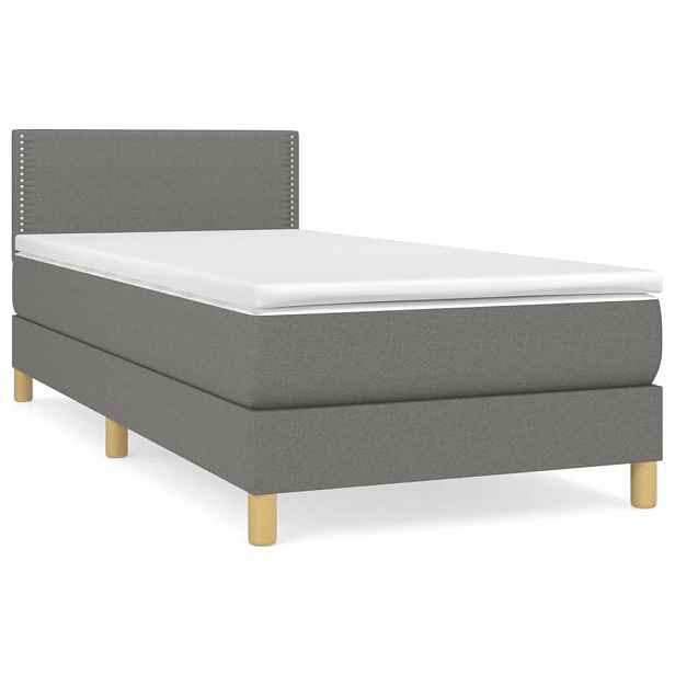 vidaXL Box spring postel s matrací tmavě šedá 90x200 cm textil