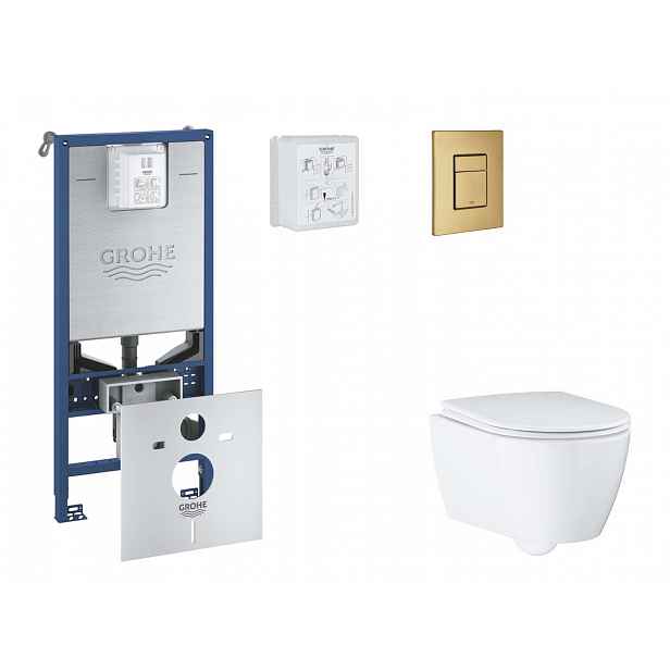 Grohe Rapid SLX - Set předstěnové instalace, klozetu, sedátka SoftClose a tlačítka Skate Cosmopolitan, kartáčovaný Cool Sunrise SANI11BB4116