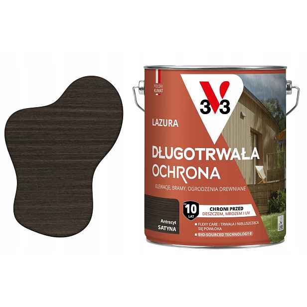 Lazura 10 let ochrany antracit satén 4.5 l V33