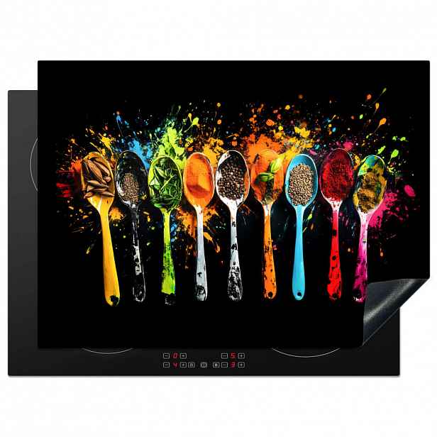 MuchoWow KRYT NA INDUKČNÍ DESKU Lžičky - koření - moderní - graffiti - barva - barevné 70x52 cm