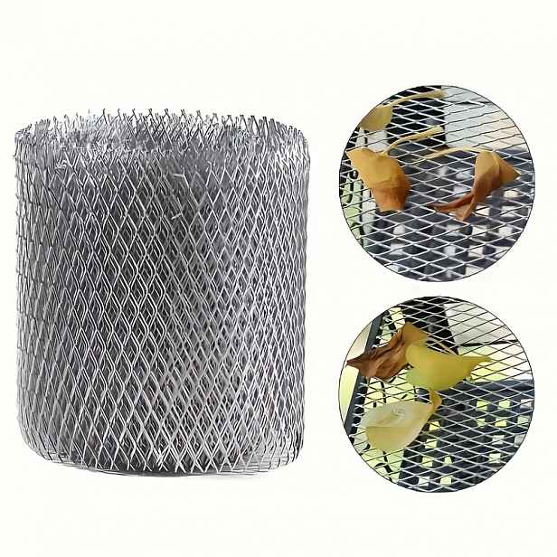 TEMU Role 196.85 palců střešního odtokového listového filtru, hliníková ochrana okapu proti ucpávání, diamantová hliníková síťovina, strečová
