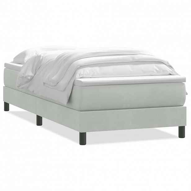 vidaXL Box Spring Postel s matrací Světle šedá 90x220 cm Samet