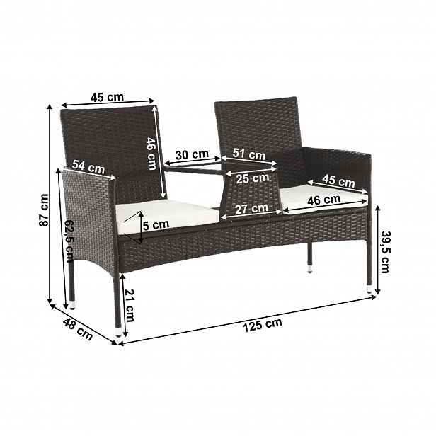 2-sed se stolkem, hnědá/krémová,, LALIT
