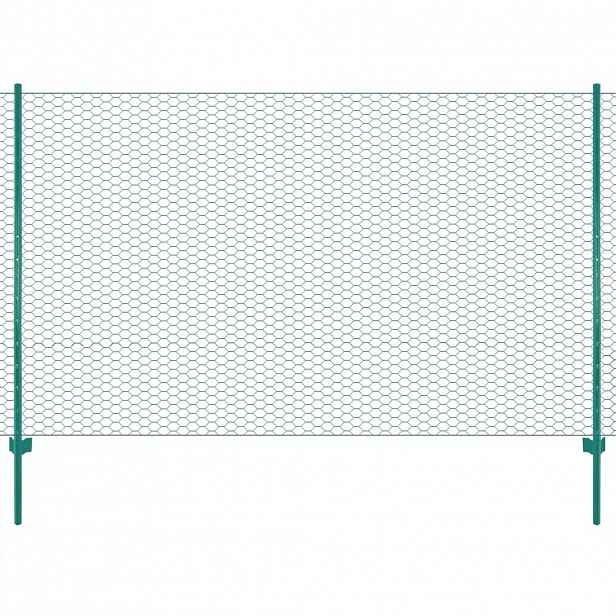 vidaXL Drátěný plot se sloupky ocel 25 x 2 m zelený
