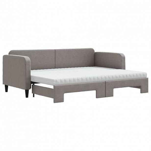 vidaXL Válenda s přistýlkou a matracemi taupe 80 x 200 cm textil