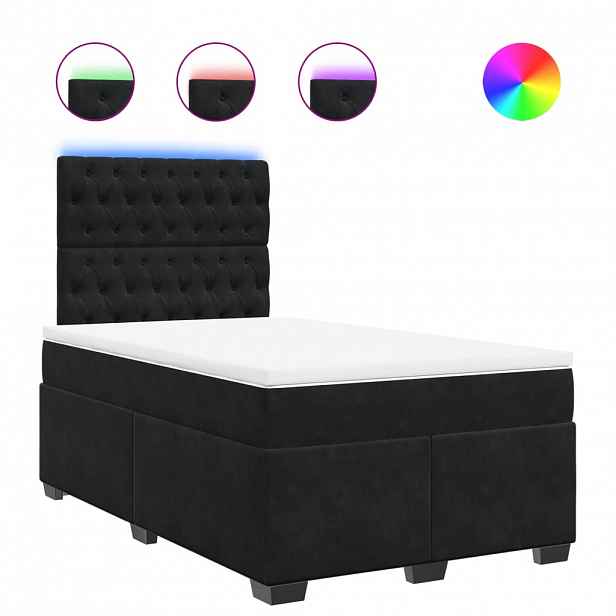vidaXL Box spring postel s matrací černá 120 x 190 cm samet