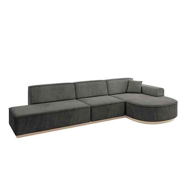 ALTDECOR ROHOVÁ SEDAČKA s otomanem, pravá ARRIO-L2 328x171x83 Tmavě šedá Velur