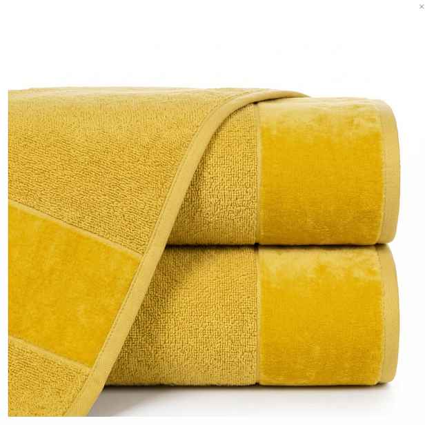 Bavlněný froté ručník s bordurou LINDA 50x90 cm, hořčicová, 550 g/m2