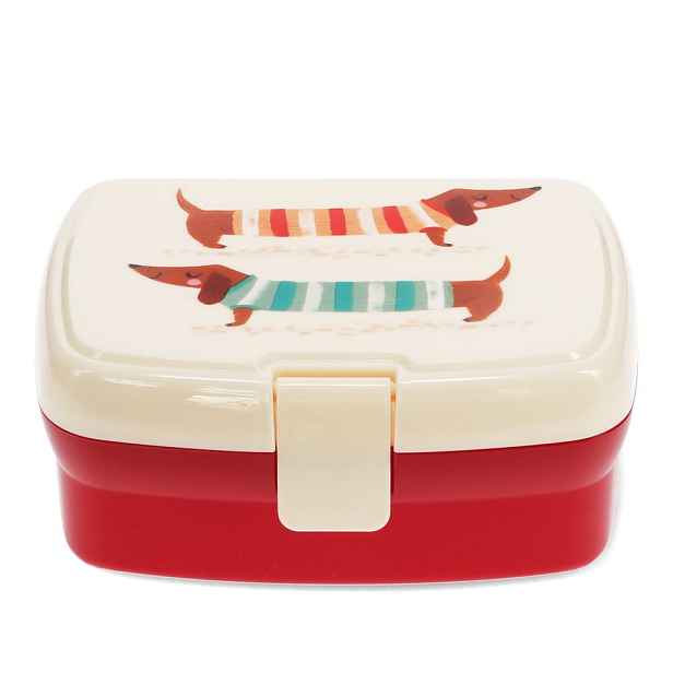 Červený/krémový dětský svačinový box Sausage Dog – Rex London