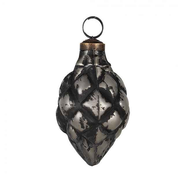 Granitová antik skleněná vánoční ozdoba šiška Noirre - Ø 6*11 cm Clayre & Eef