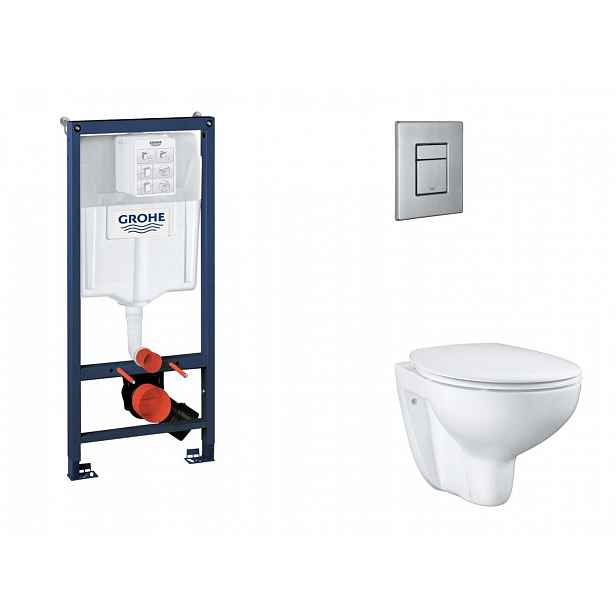 Grohe Rapid SL - Set předstěnové instalace, klozetu, sedátka SoftClose a tlačítka Skate Cosmopolitan, kartáčovaná nerezová ocel SANI11BB2115