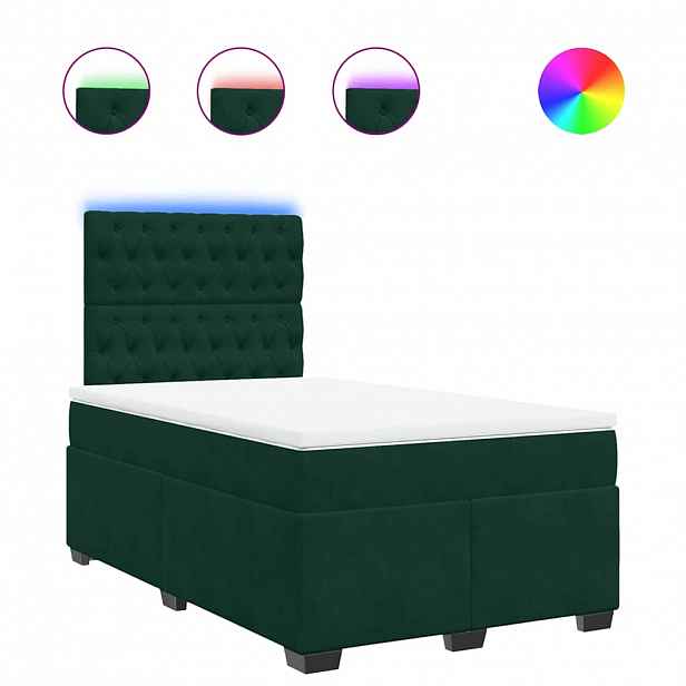 vidaXL Box spring postel s matrací tmavě zelená 120x190 cm samet