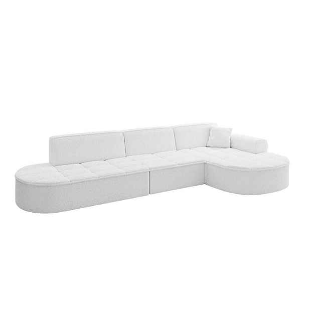 ALTDECOR ROHOVÁ SEDAČKA s otomanem, pravá TARO-L2 328x171x79,5 Bílá Buklé