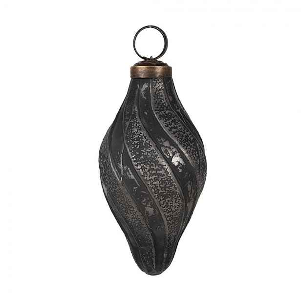 Granitová antik skleněná vánoční ozdoba baňka Noirre - Ø 6*11 cm  Clayre & Eef