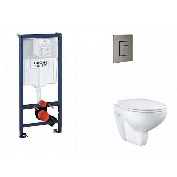 Grohe Rapid SL - Set předstěnové instalace, klozetu, sedátka SoftClose a tlačítka Skate Cosmopolitan, kartáčovaný Hard Graphite SANI11BB5114