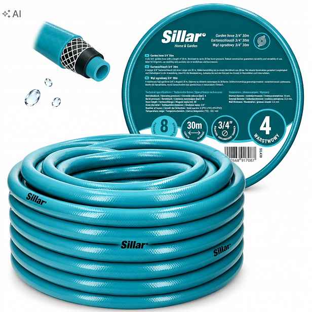 Hadice 3/4" 30 m Sillar 4-vrstvá, vyztužená, odolná vůči Uv záření