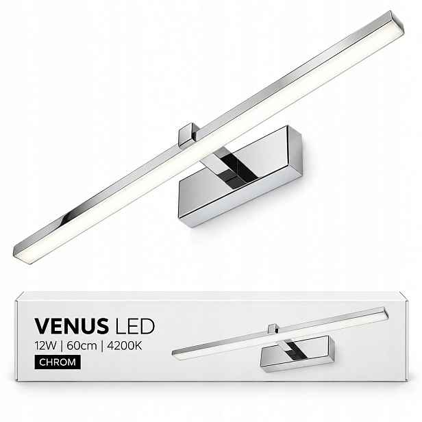 Koupelnové Led svítidlo Venus 12W 60 cm chrom pro zrcadlo 4200K 840lm